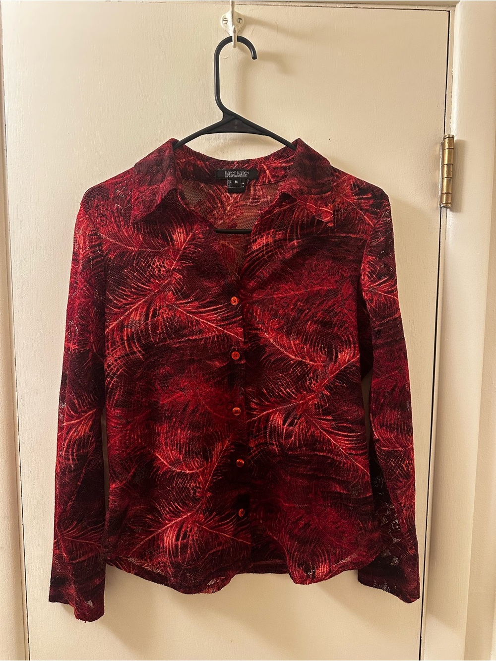 Karen Kane Red and Maroon Button Up